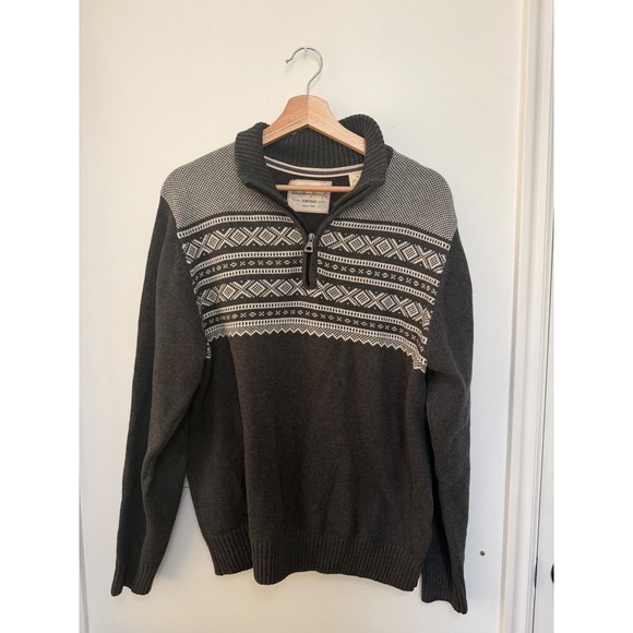 Weatherproof Vintage Men's Quarter-Zip Pullover Sweater – Grey & White – Size M - Picture 2 of 4